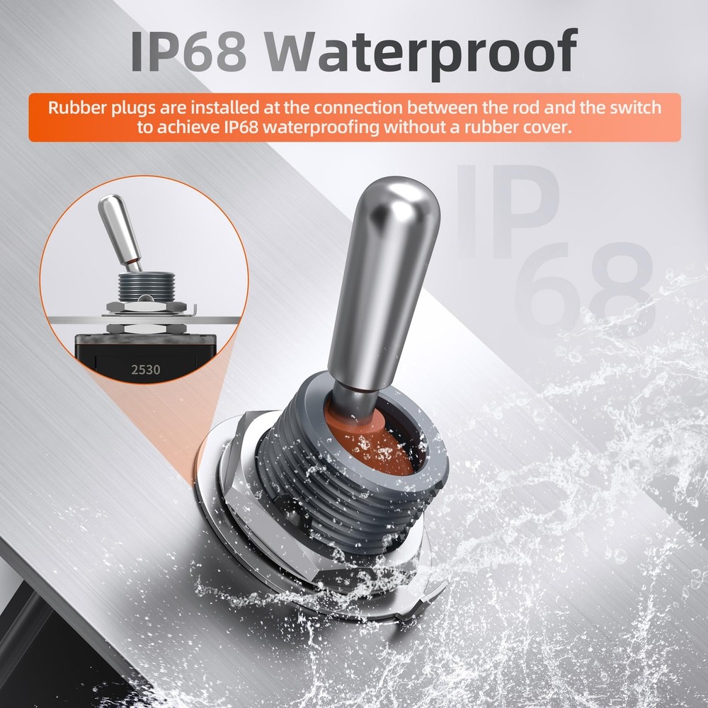 DaierTek Toggle Switch 12V IP68 Waterproof PreWired SPST ONOff Switch, Heavy...