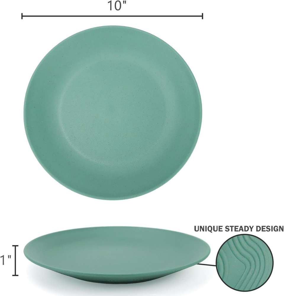 20 Pcs Wheat Straw Dinnerware Set, Unbreakable Plastic Dish Set - Dinner Plate C