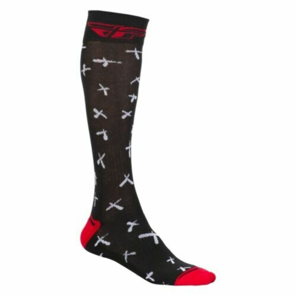 QTY 2 | Fly Racing MX PRO Socks Thin Pattern RED/BLACK Small 350-0462S