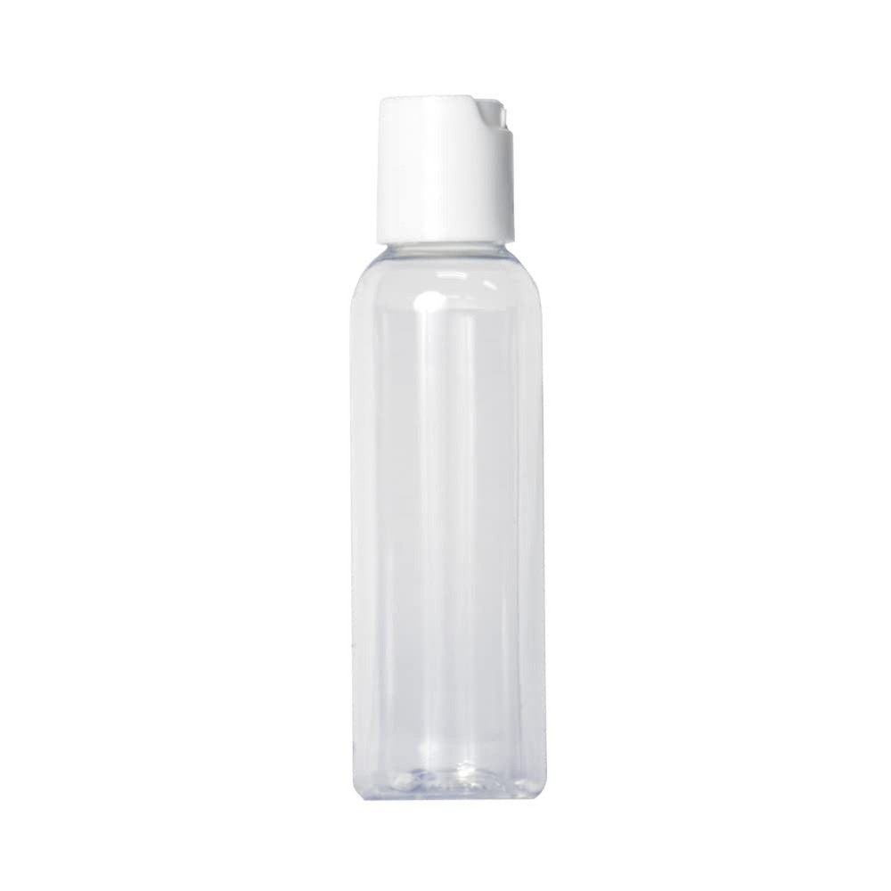 2oz Clear Plastic Empty Squeeze Bottles with White Disc Top Lid - BPA-Free - ...