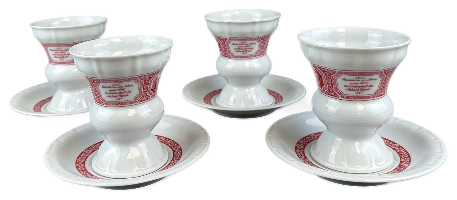 Heinrich Rüdesheimer Kaffee Cup and Saucer H&C VTG Germany 1960 Set of 4