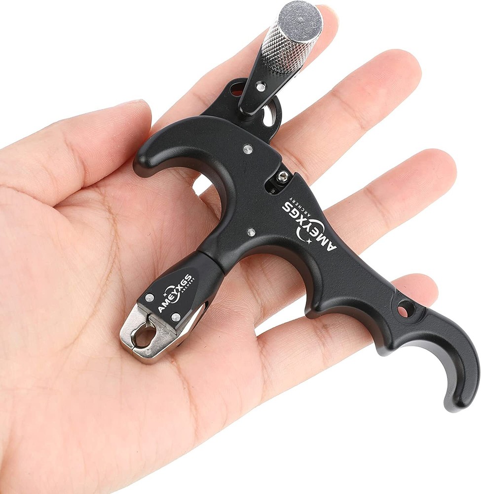 Compound Bow Release Aids 4 Finger Thumb Trigger Metal D Loop Archery Shooting