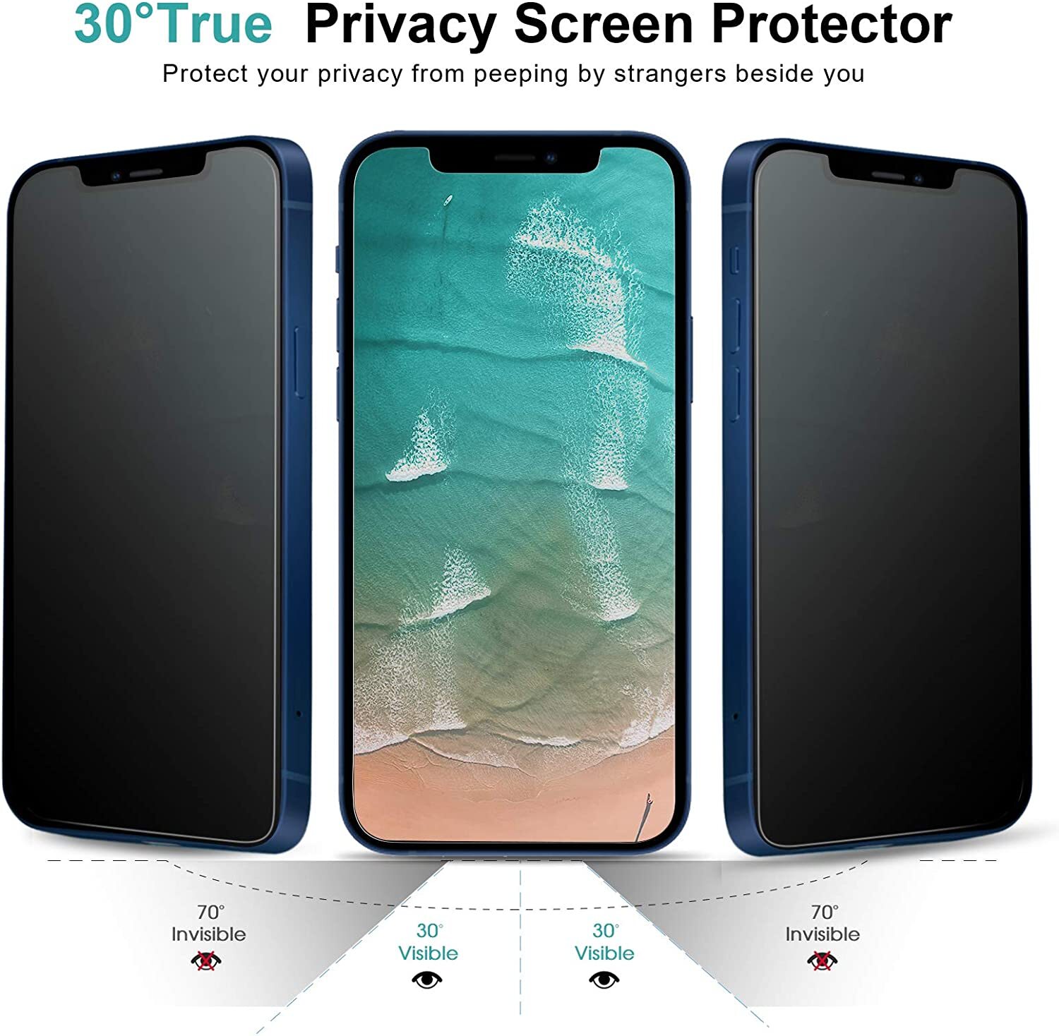 4 Pack for iPhone 15 14 13 12 Pro Max X Privacy Tempered Glass Screen Protector