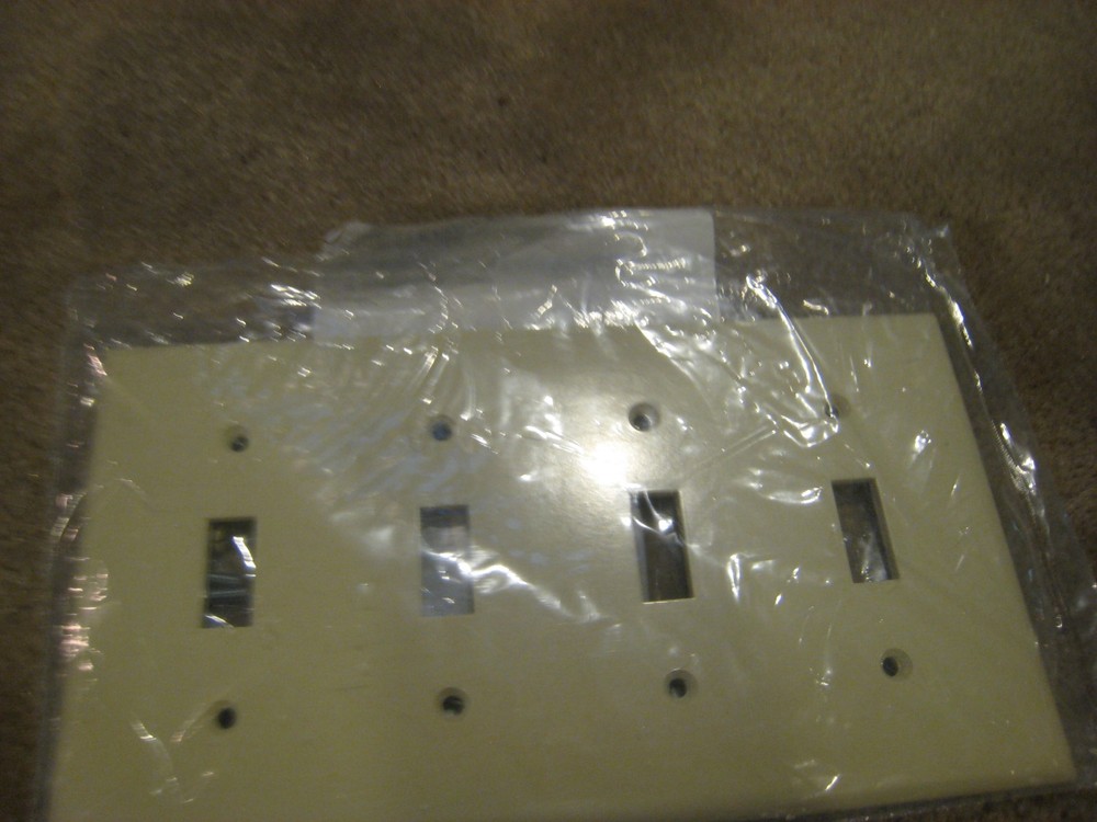 2 Pc lot Cooper QUAD 4 GANG TOGGLE SWITCH PLATES 2154V IVORY