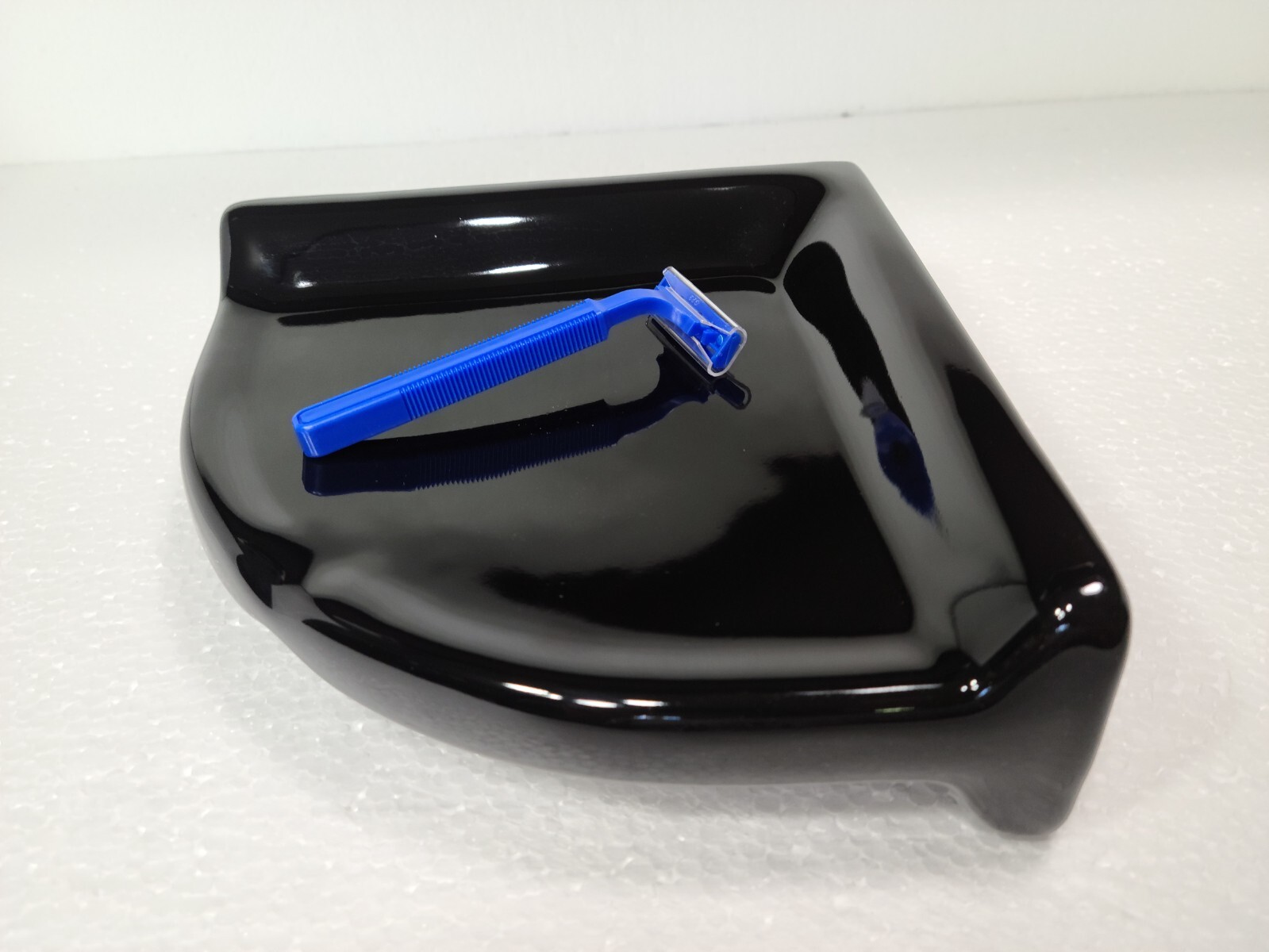 Vintage Black Ceramic Shower Tile Corner Tray Soap Dish Shampoo Holder Caddy