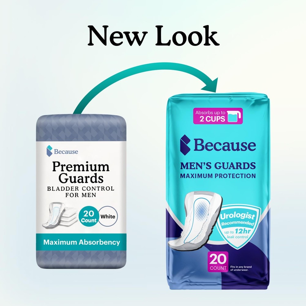 Because Premium Guards for Men - 20 Count Pack of Discreet, Individually Wrap...