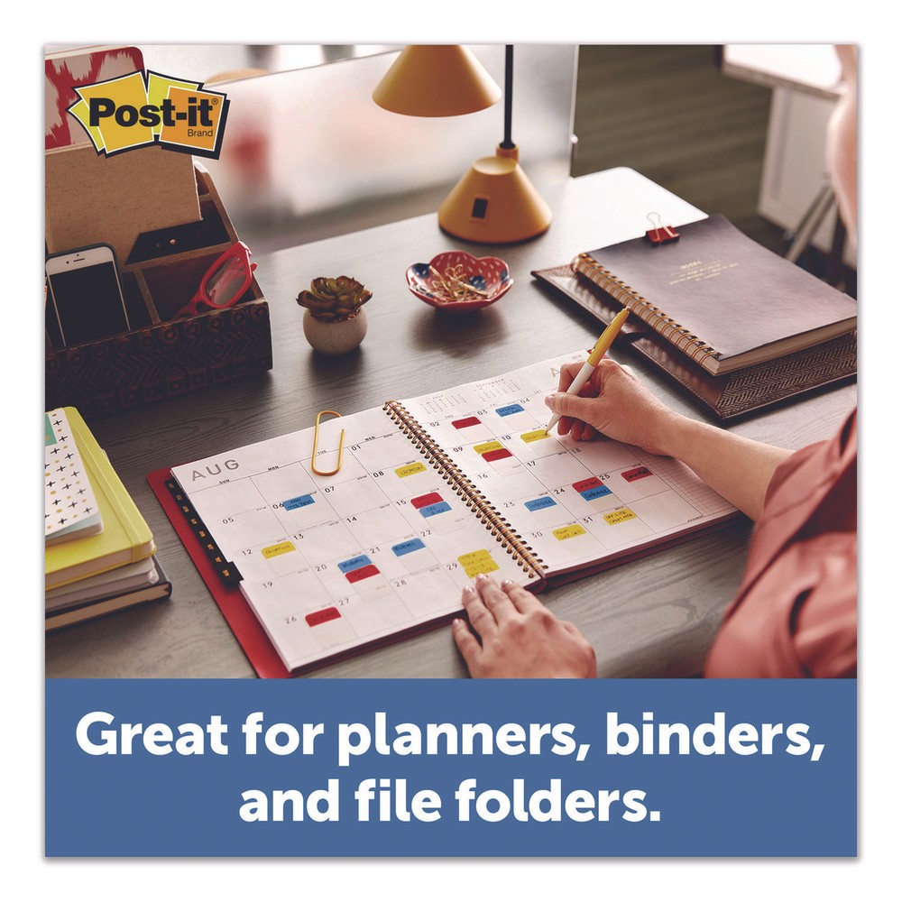 1" Plain Solid Color Tabs, 1/5-Cut, Assorted Colors, 1" Wide, 36/Pack