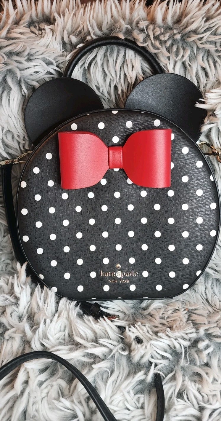 Kate Spade Disney Minnie Mouse Polka Dot Crossbody Black White Red Bow Medium
