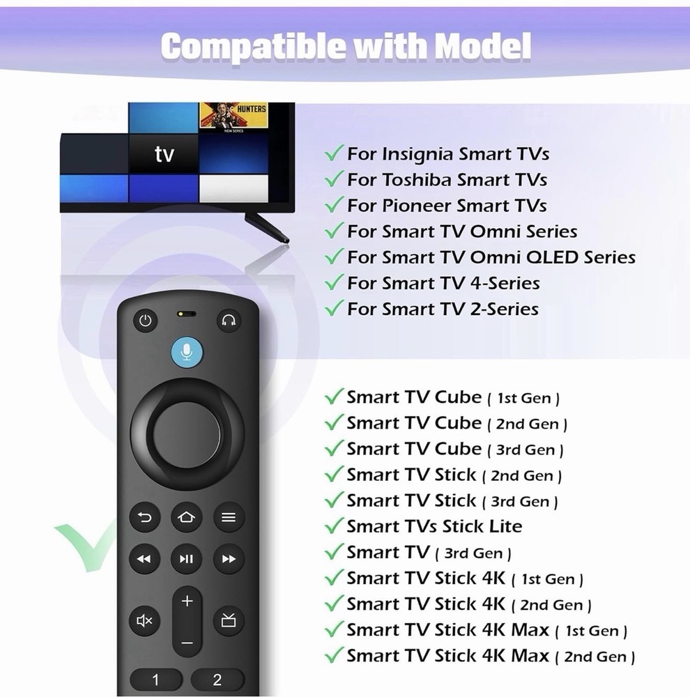 Replacement Voice Remote Control Fit for Fire Smart TV Stick(HD/4K black