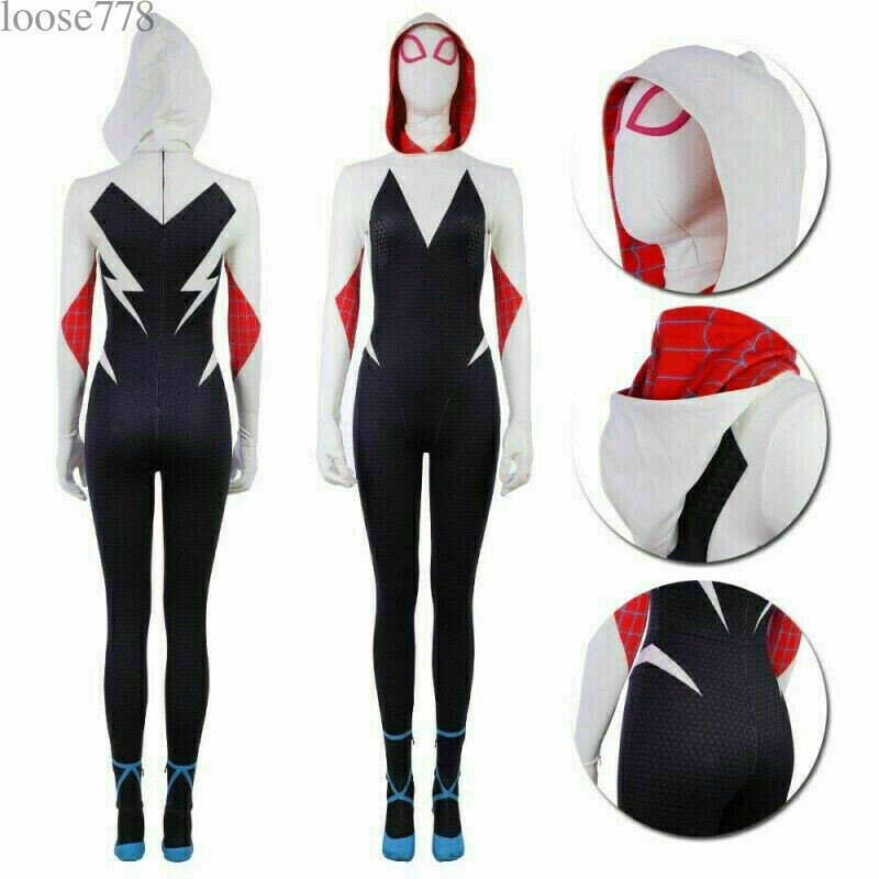 Spider-Women Gwen Stacy Costume Girls Spandex Jumpsuit Cosplay Bodysuit Outfits