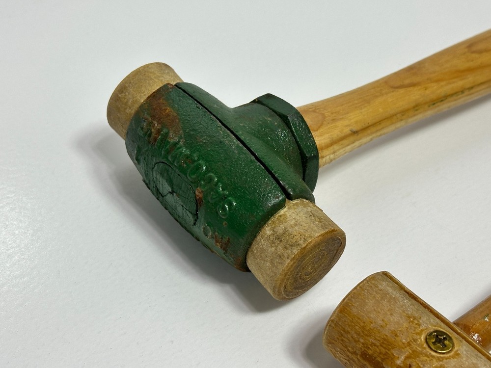NOS 2pc Garland Tools USA Rawhide Split-Head Hammer & Regular Mallet, Size No. 1
