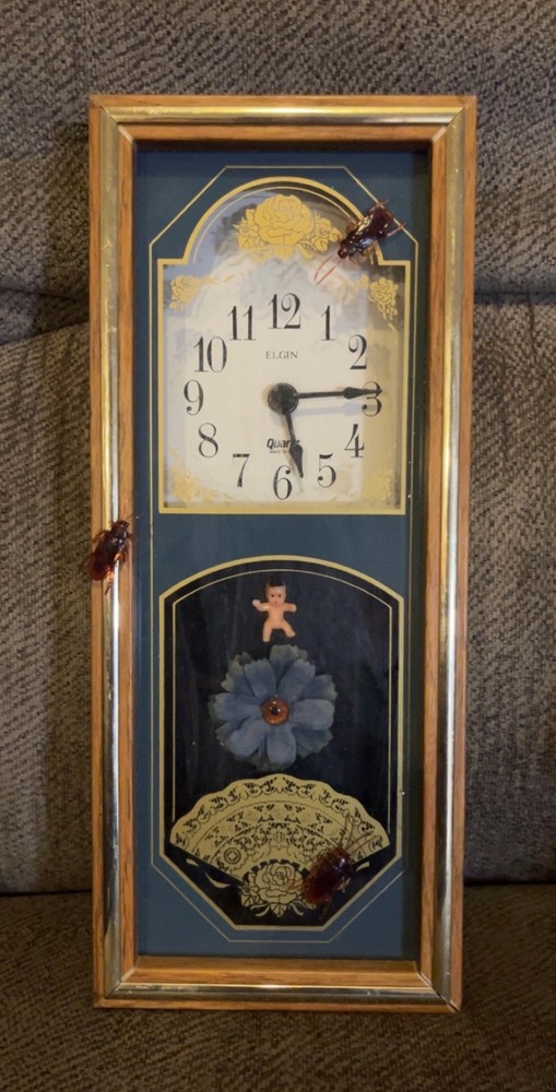 Creepy Wall / Mantle Clock Oddity Weird OOAK VIEW PICS