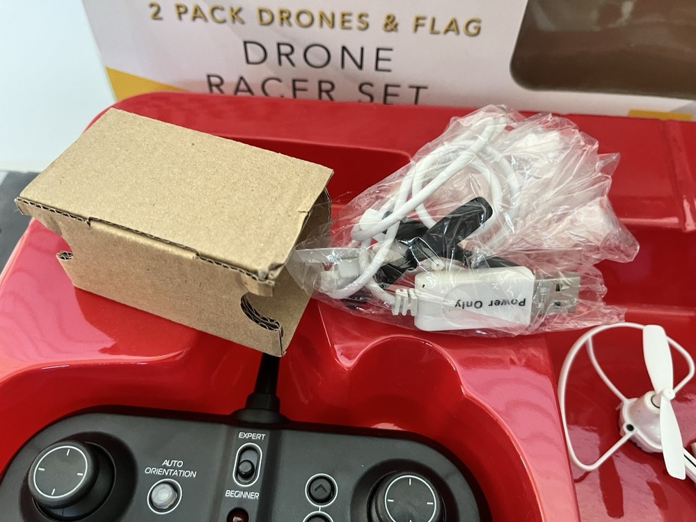 Sharper Image Dual 2 Pack Drones & Flag Racer Drone Set with Remote Control