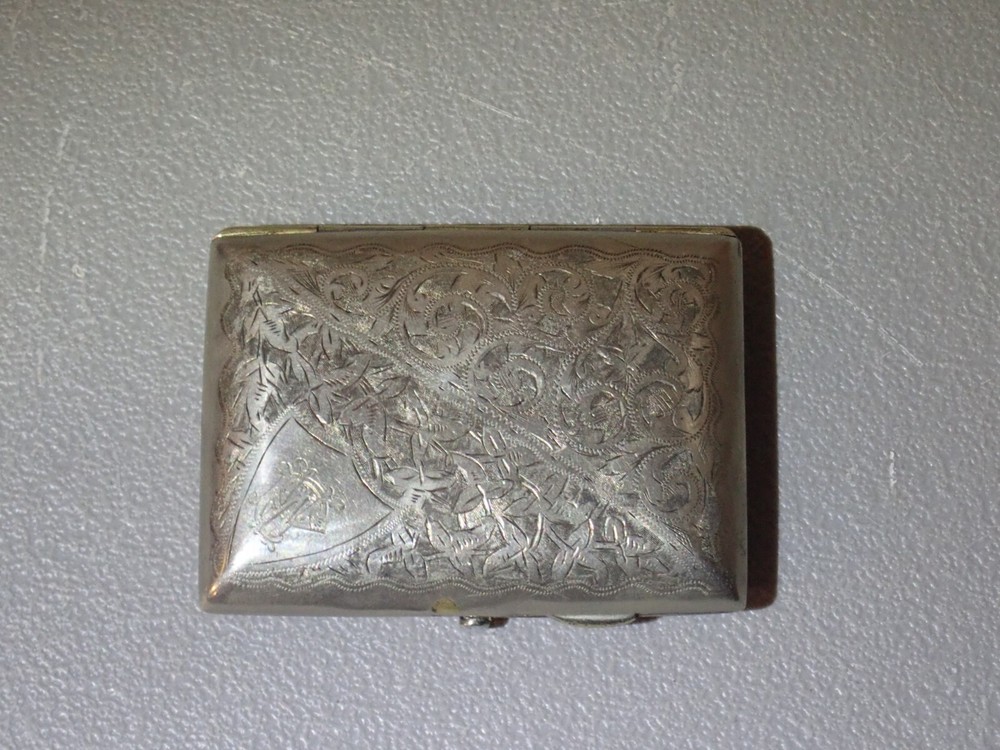 1907 Silverplated Cigarette Case, Excellent Condition, Inscribed