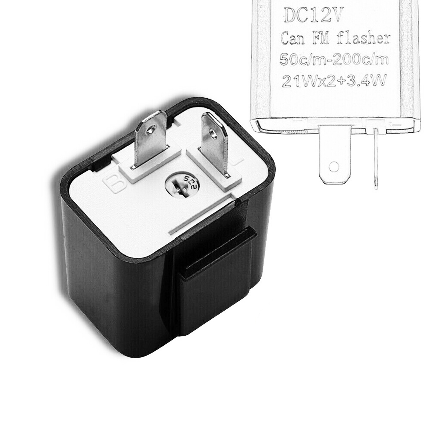 2×For Adjustable LED Flasher Relay Turn Signal Blinker Light Motorcycle 2Pin 12V