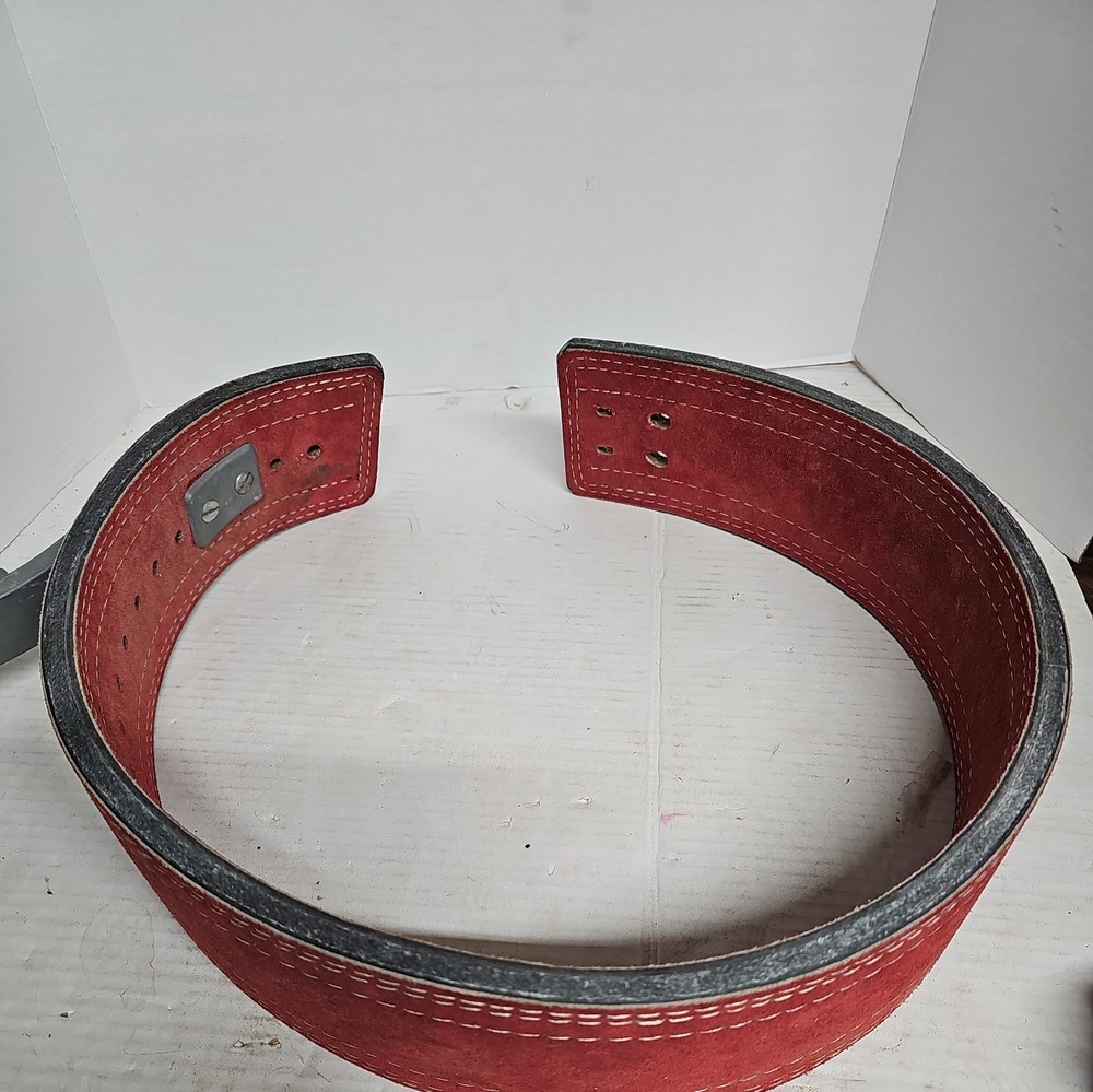Red Double Suede Powerlifting Lever Belt Size Medium