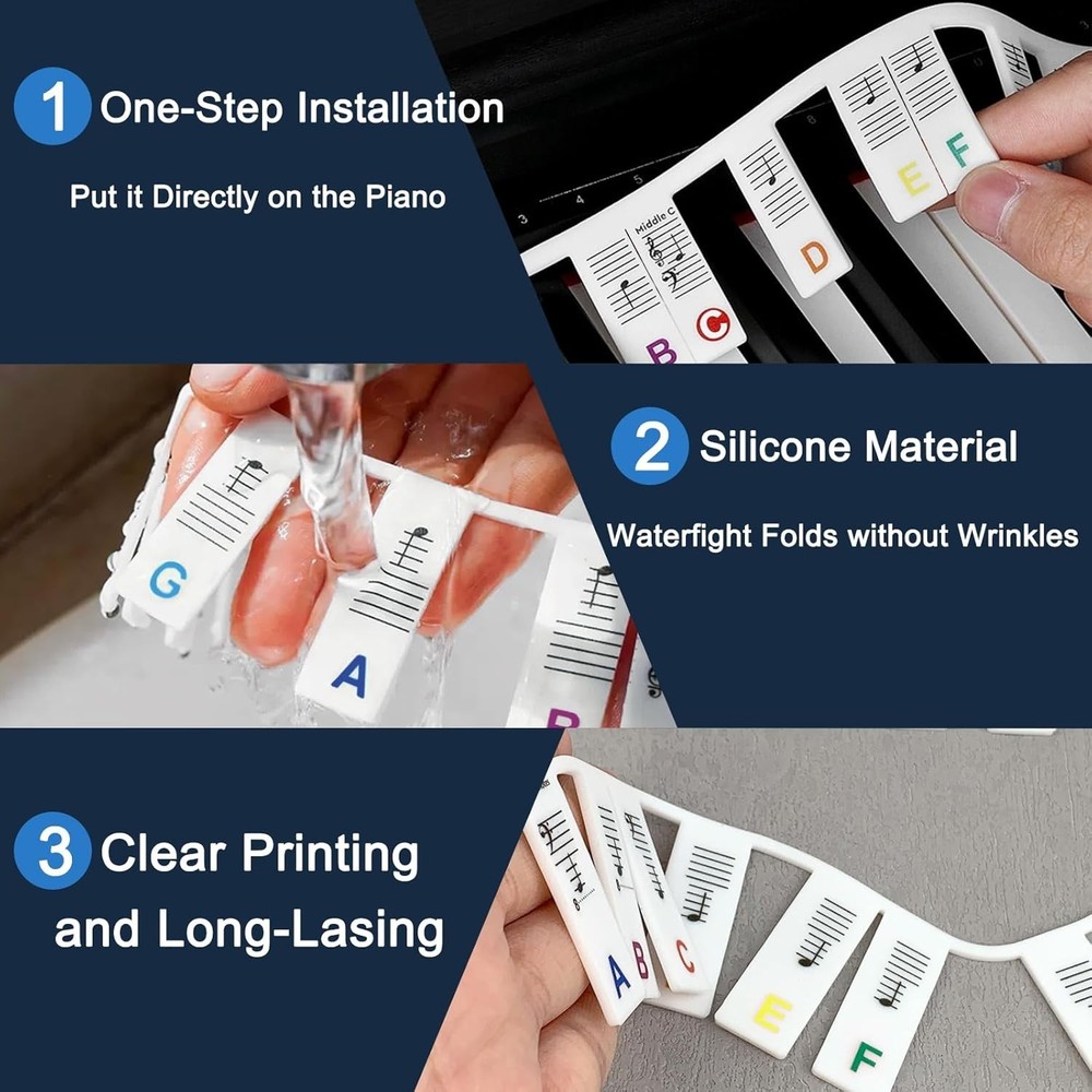 Removable Piano Keyboard Note Labels, 88 Keys for Beginners Note Guides, Made