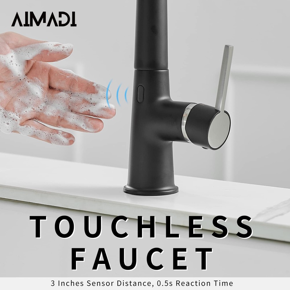 Touchless Kitchen Faucet with Pull Down Sprayer, Sensor Smart Hands-Free Sing...
