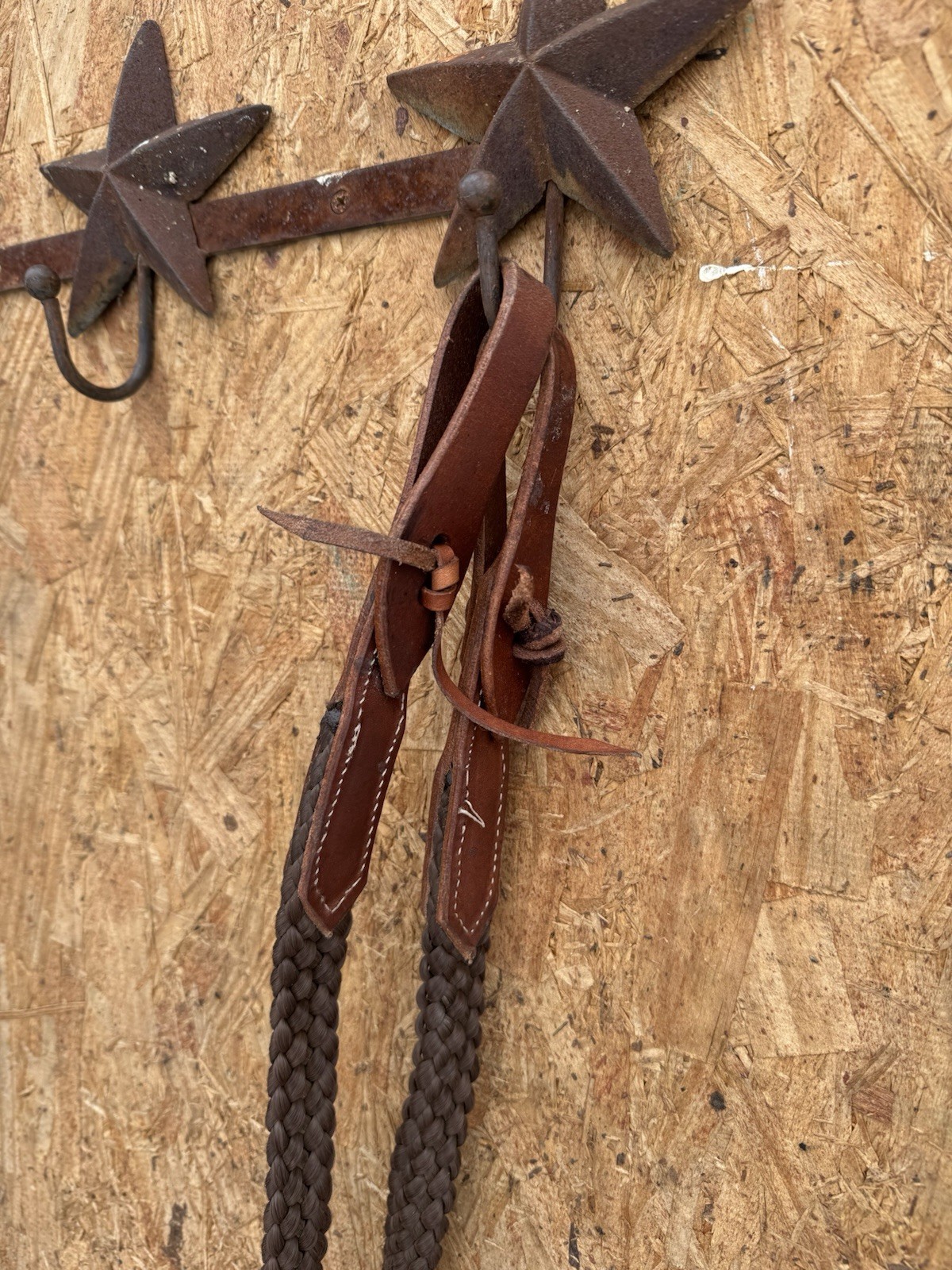 USED BROWN COTTON ROPER TRAIL REIN LEATHER SLOBBER STRAPS WESTERN