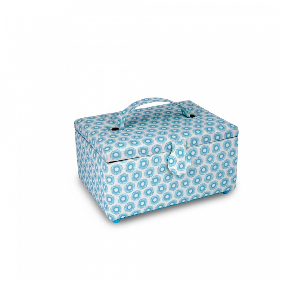 Dritz Rectangular Small Sewing Basket Retro Blue