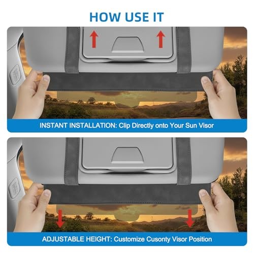 Car Sun Visor Extender - Anti Glare Polarized Sunshield, Adjustable Clip-On