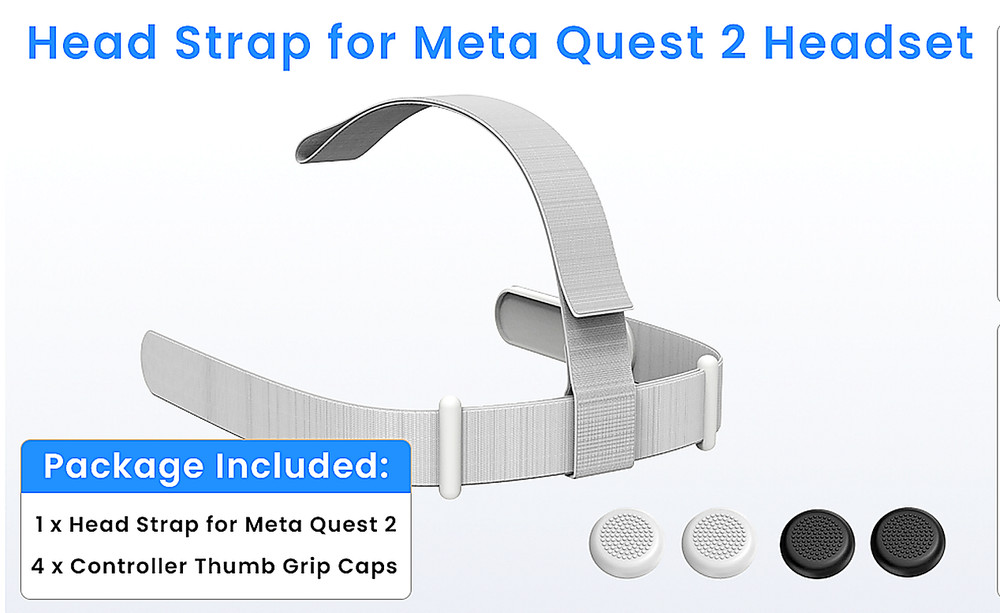 Replacement Head Strap for Meta Quest 2 Oculus Quest 2 VR Headset Strap + 4 Caps