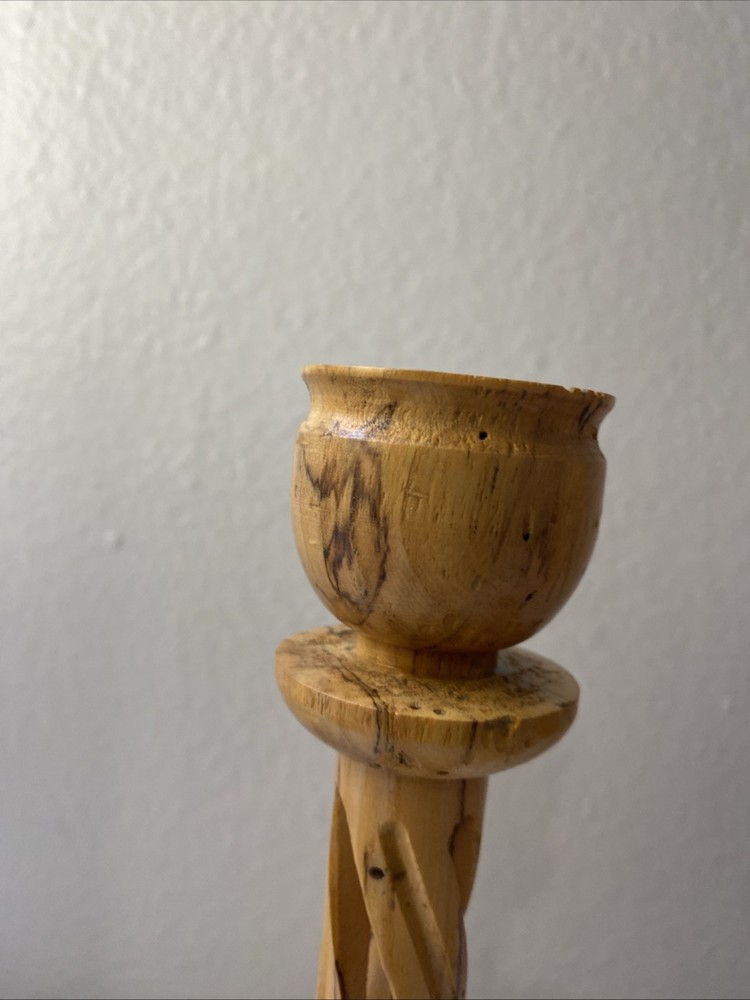 MCM Spalted Elm Candlestick Pair 8” Spiral Column