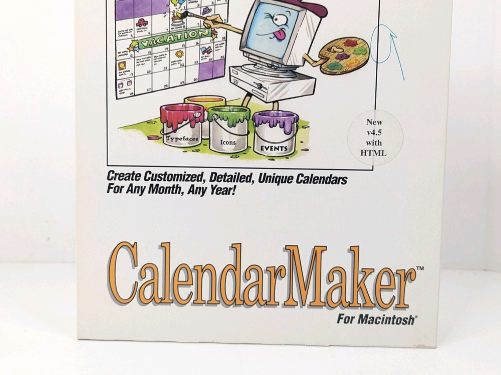 CalendarMaker Software For Macintosh v4.5 w/HTML Prairie Group 1997 New