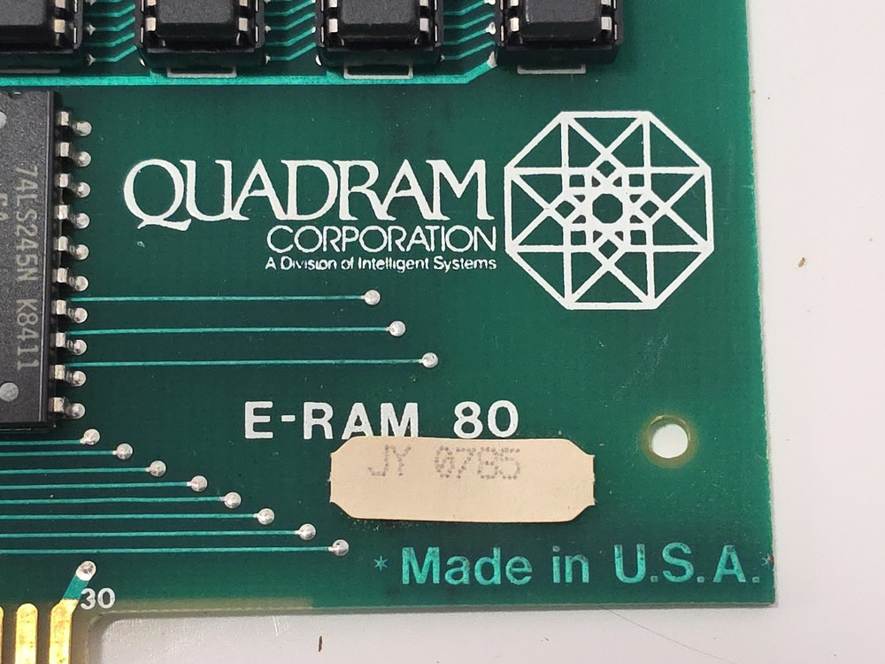 Apple II QuadRAM E-RAM 80 add on card