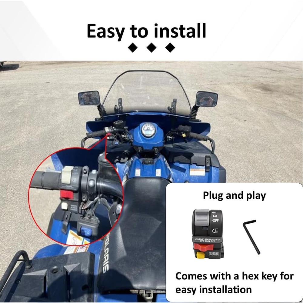 Left Handlebar Switch Assembly Replacement for Polaris Magnum, black