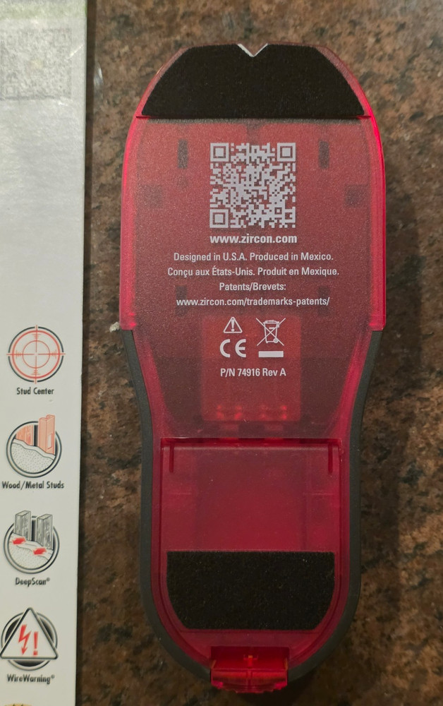 Zircon StudSensor HD70 Stud Finder with Center Detection