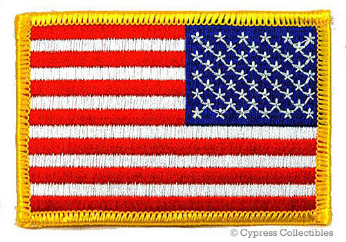 AMERICAN FLAG PATCH embroidered iron-on REVERSE USA EMBLEM UNIFORM LEFT FACING