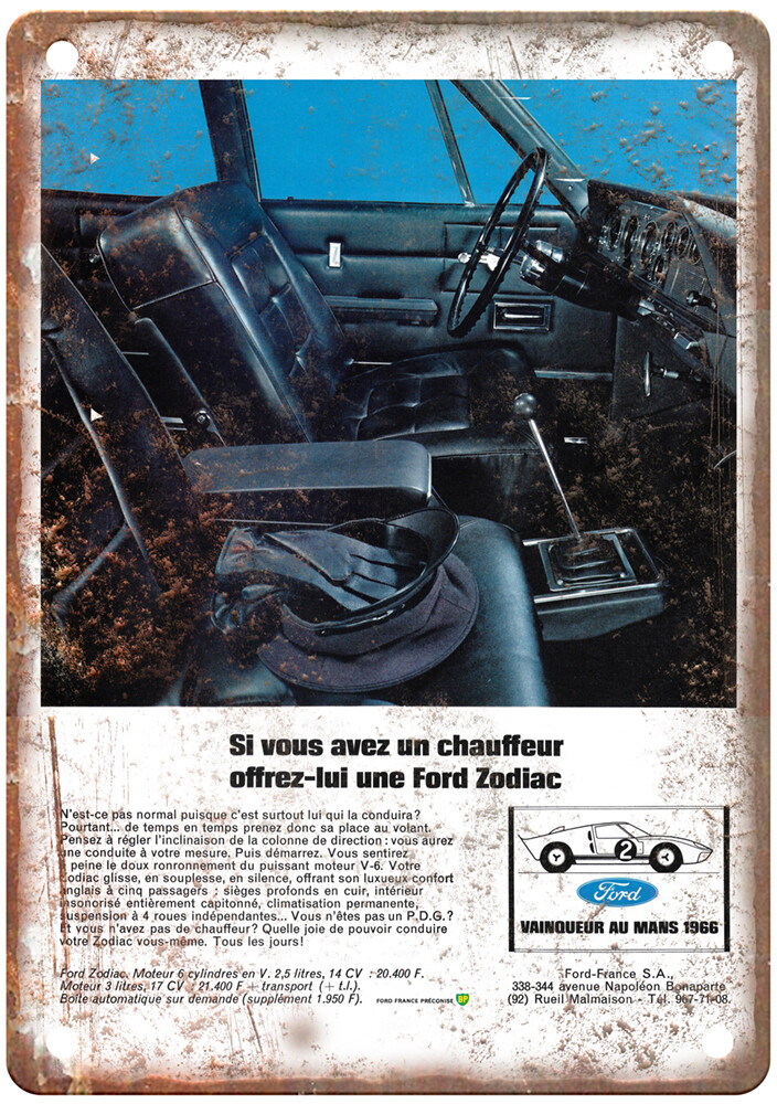 Vintage 1967 Ford Zodiac Ad Retro Look Metal Sign A7714