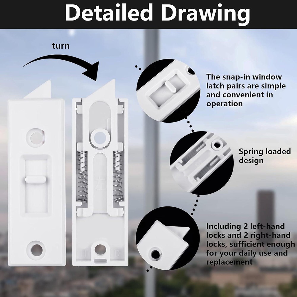 Window Latch Locks Window Parts and Hardware Window Tilt Latch Plastic Spring 2