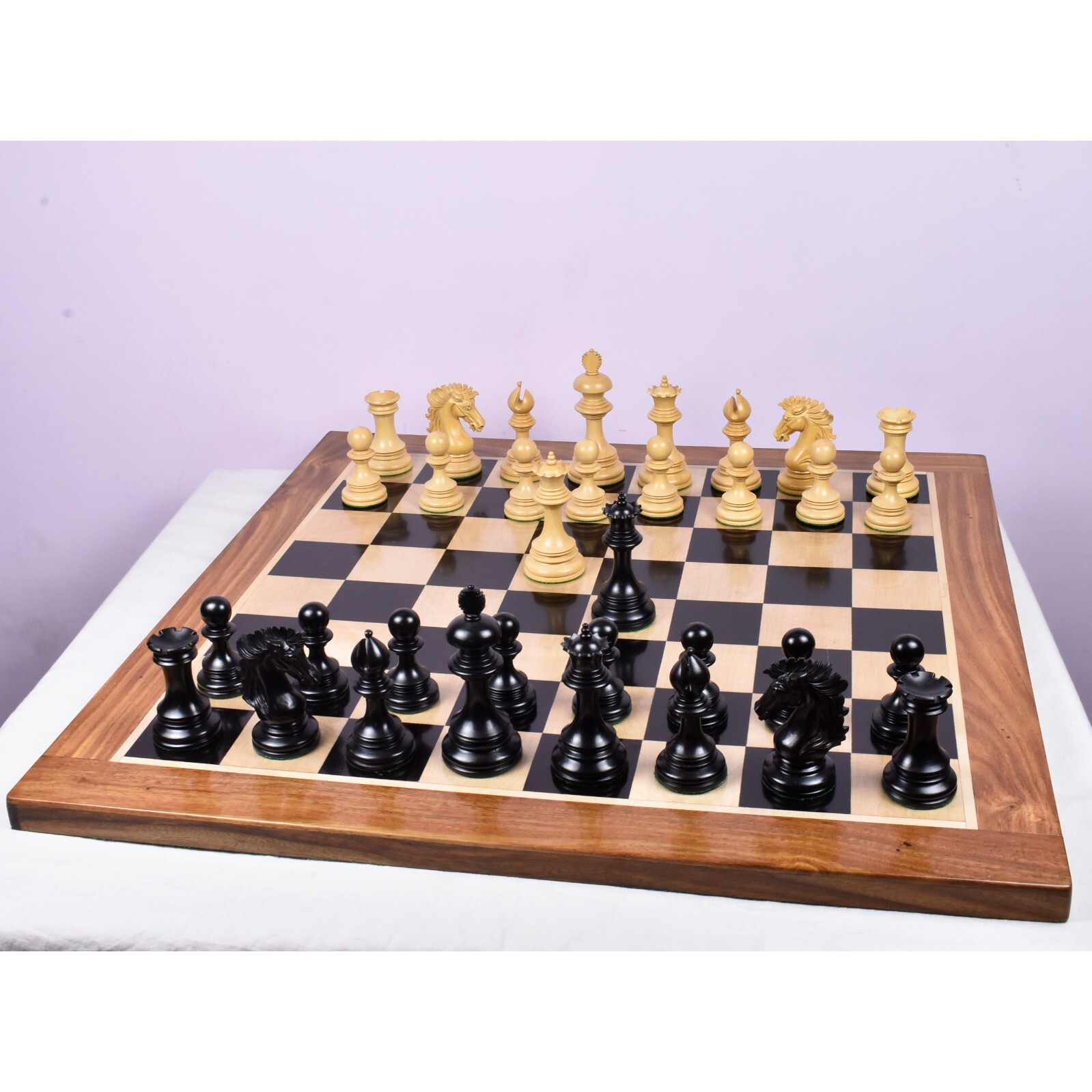Alexandria Luxury Staunton Chess Pieces Only Set - Triple Weighted - Ebony Wood