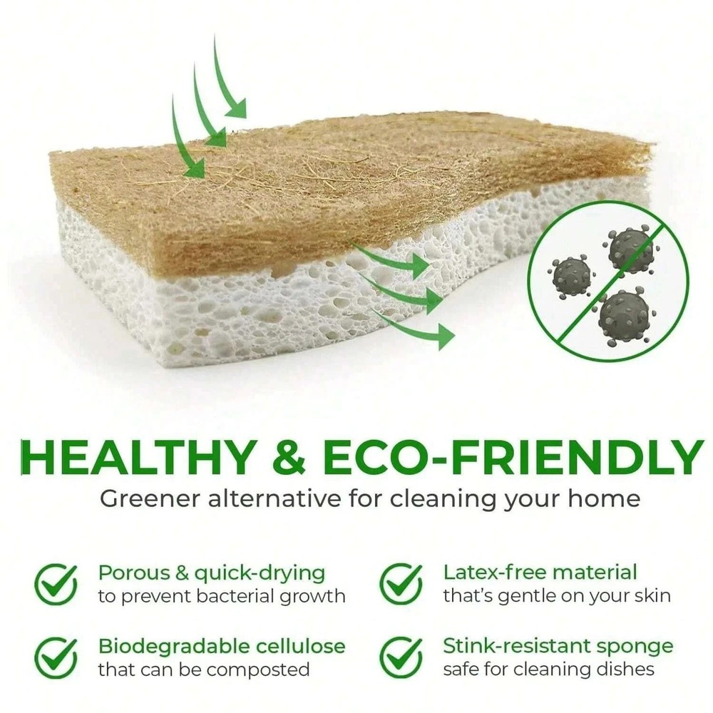 12pcs Kitchen Sponge Natural Biodegradable Eco-Friendly Dish Sponges for Kitchen