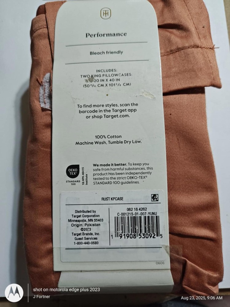 Threshold King 100% Cotton- Solid Rust Color -Pillowcase Set