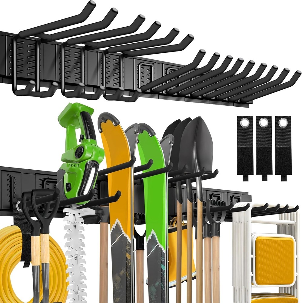 Durable 48in Garden Tool Wall Organizer - 15-Pack, Easy Assembly and Sturdy