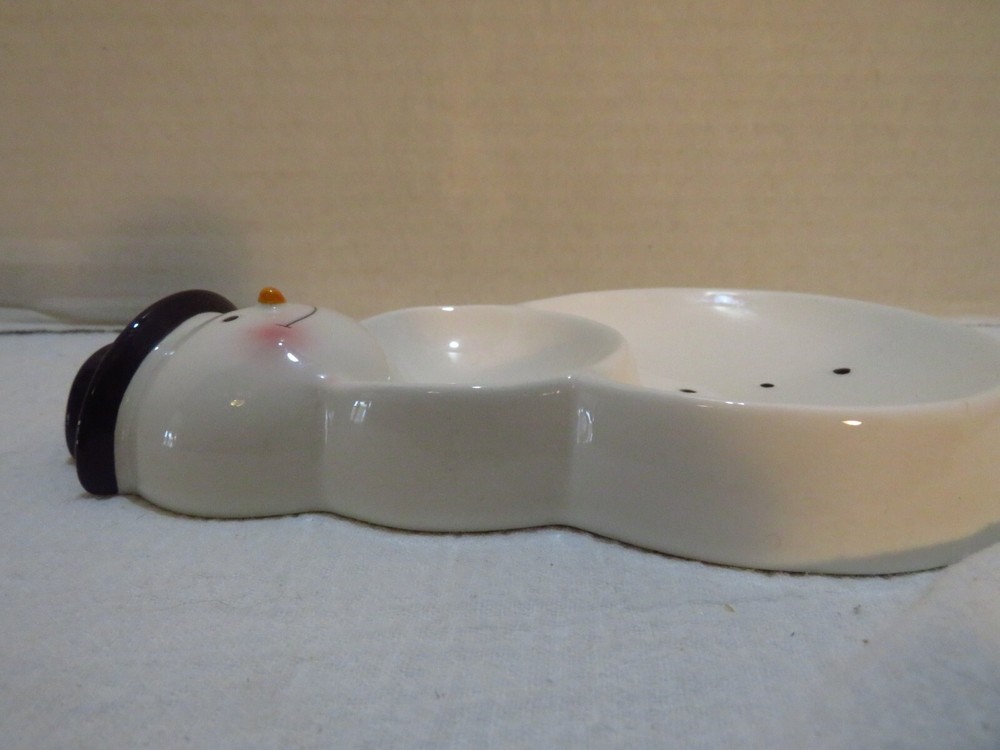 VTG HALLMARK DIVIDED SNOWMAN DISH 7.5"