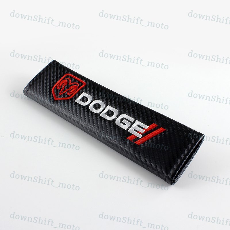 1 SET Carbon Look Embroidery Seat Belt Cover Shoulder Pads for Dodge RAM Charger