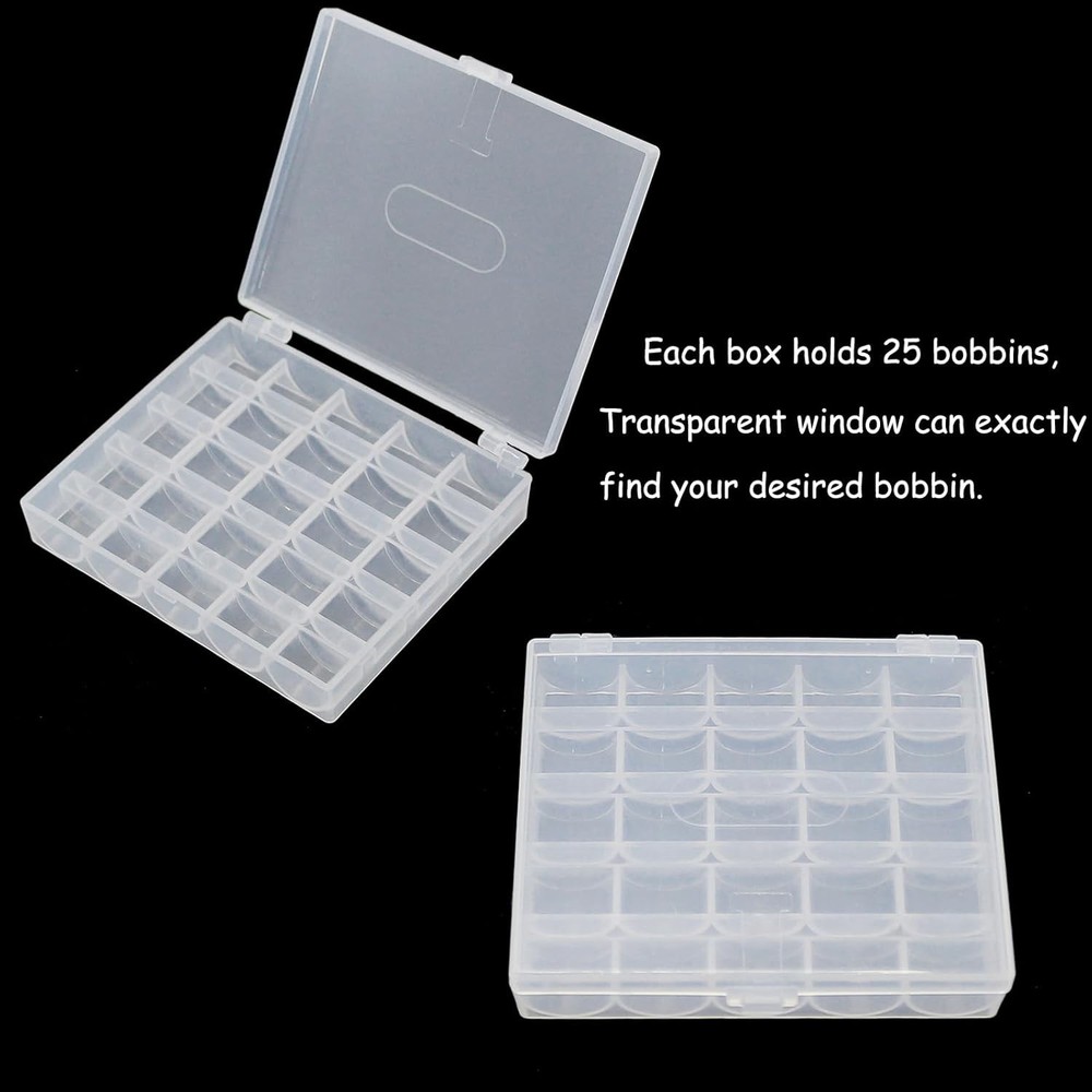 Durable 25-Slot Bobbin Storage Box - Compact, Transparent Sewing Accessory