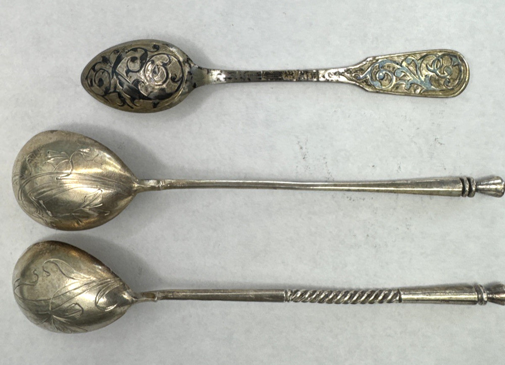 3 Antique Russian 0.84 Silver Spoons
