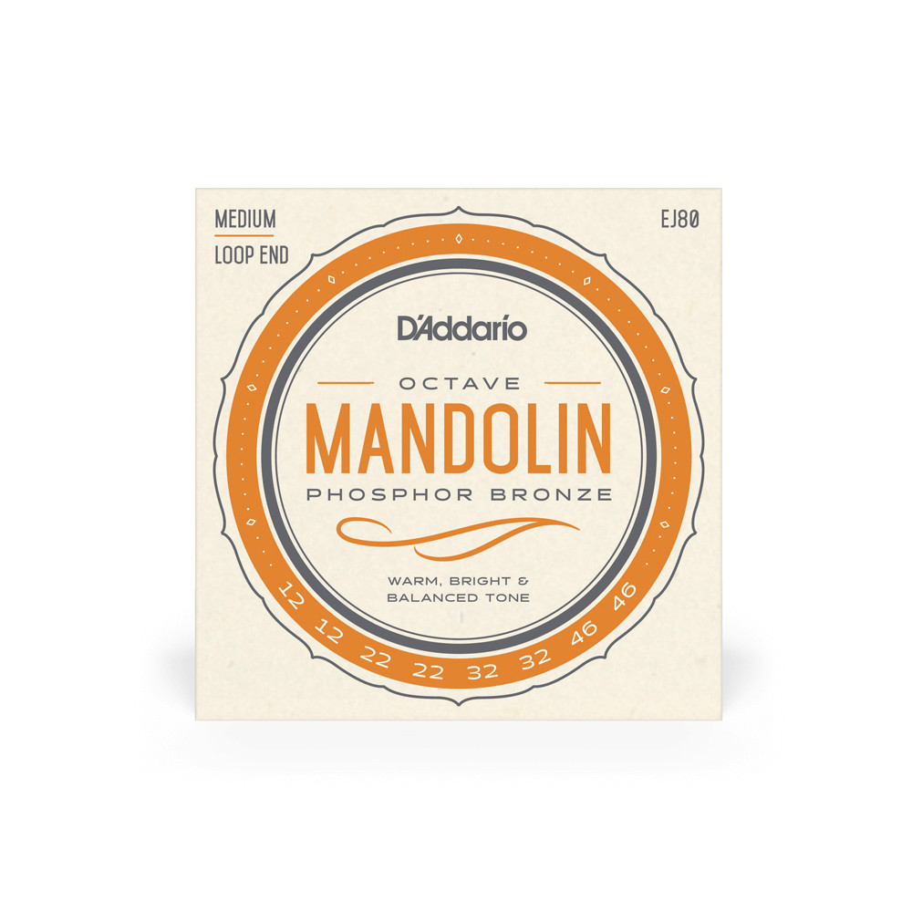 D'Addario EJ80 Phosphor Bronze Octave Mandolin Strings, Medium, 12-46