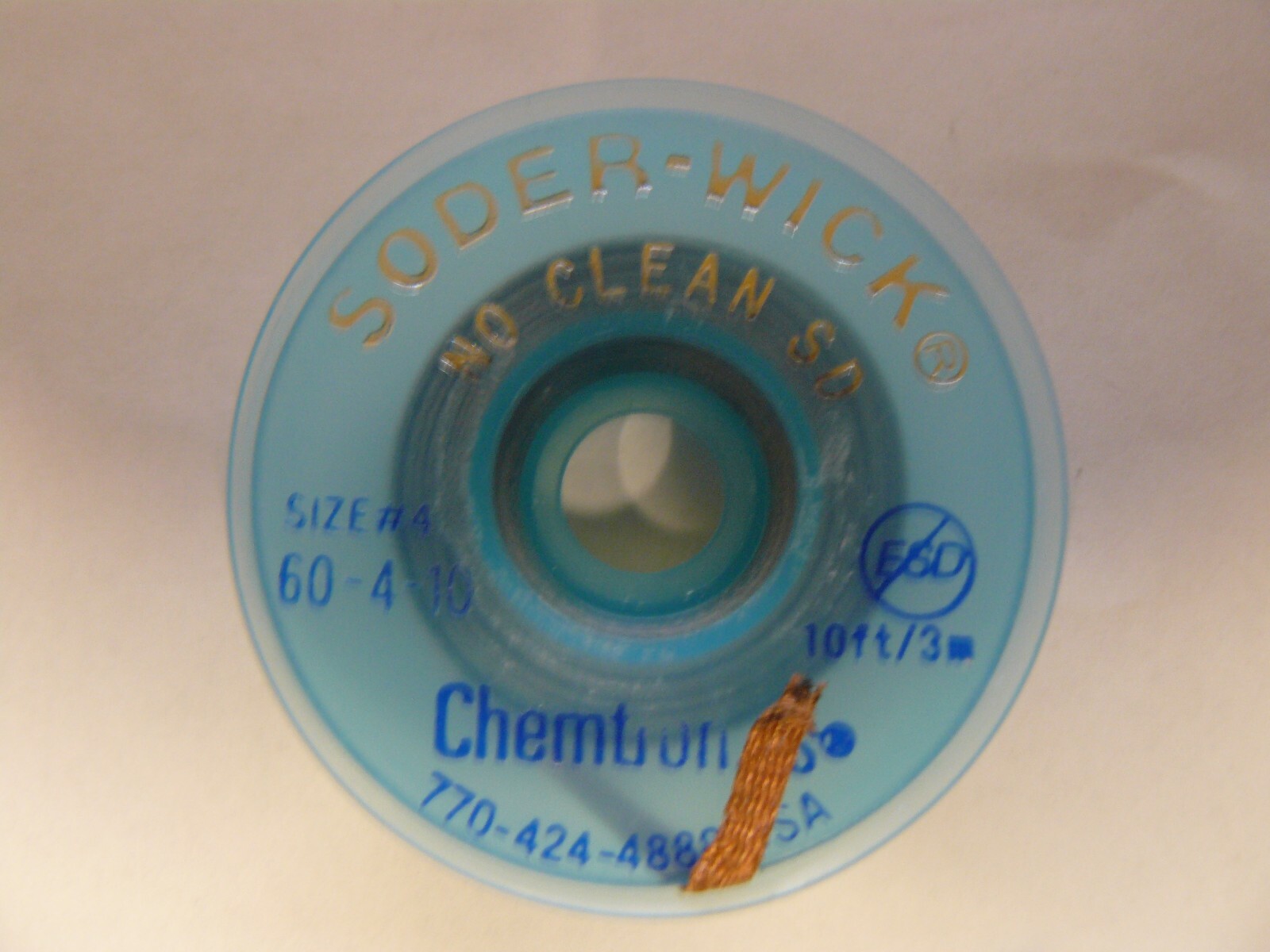 Chemtronics 60-4-10 soder wick desoldering braid size 4 no clean SD 10ft 3M new