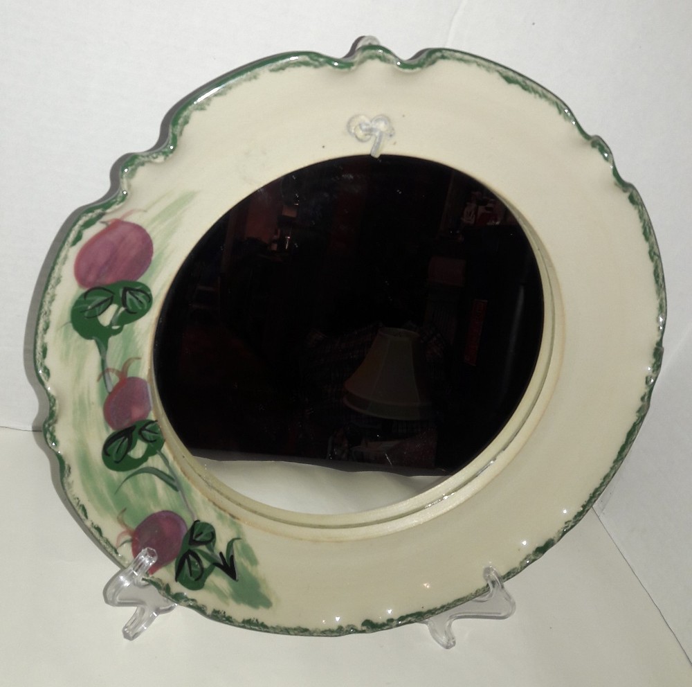 Monique Duclos Stoneware Pottery Framed Mirror -Signed