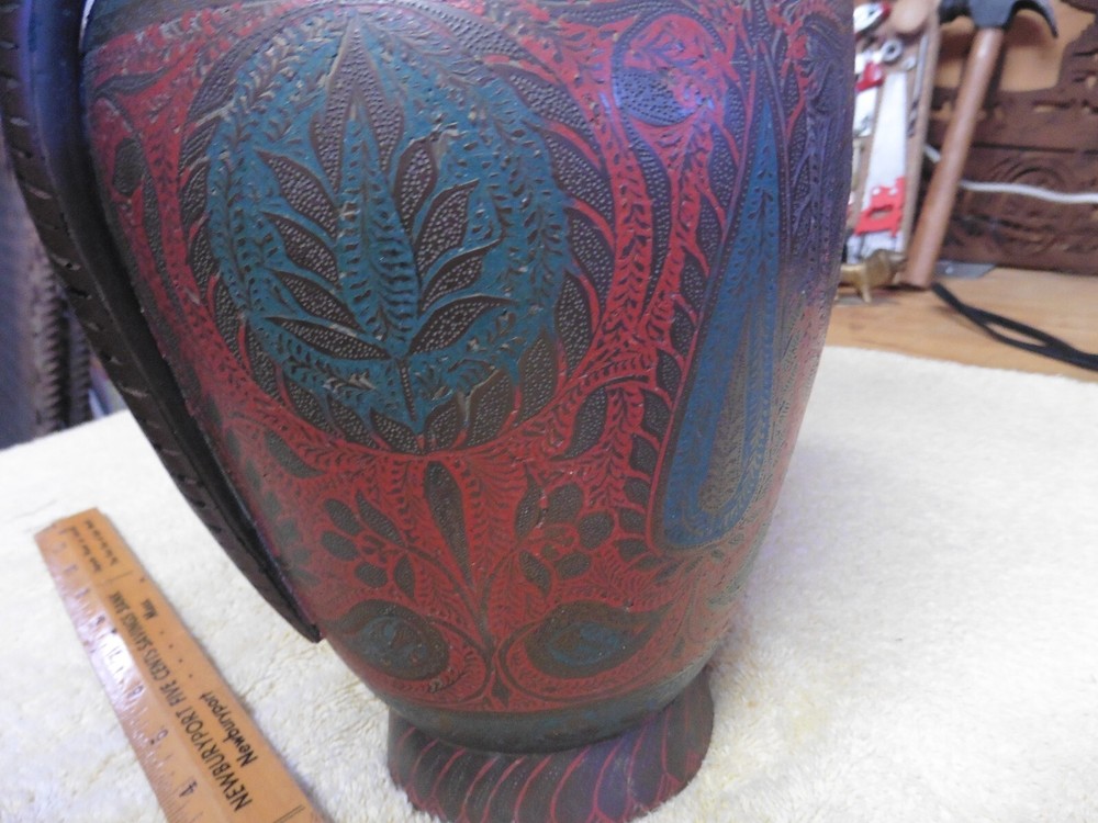 Antique Copper Brass Hand fine Carved 473 pot snake Cobra Python Handle marked