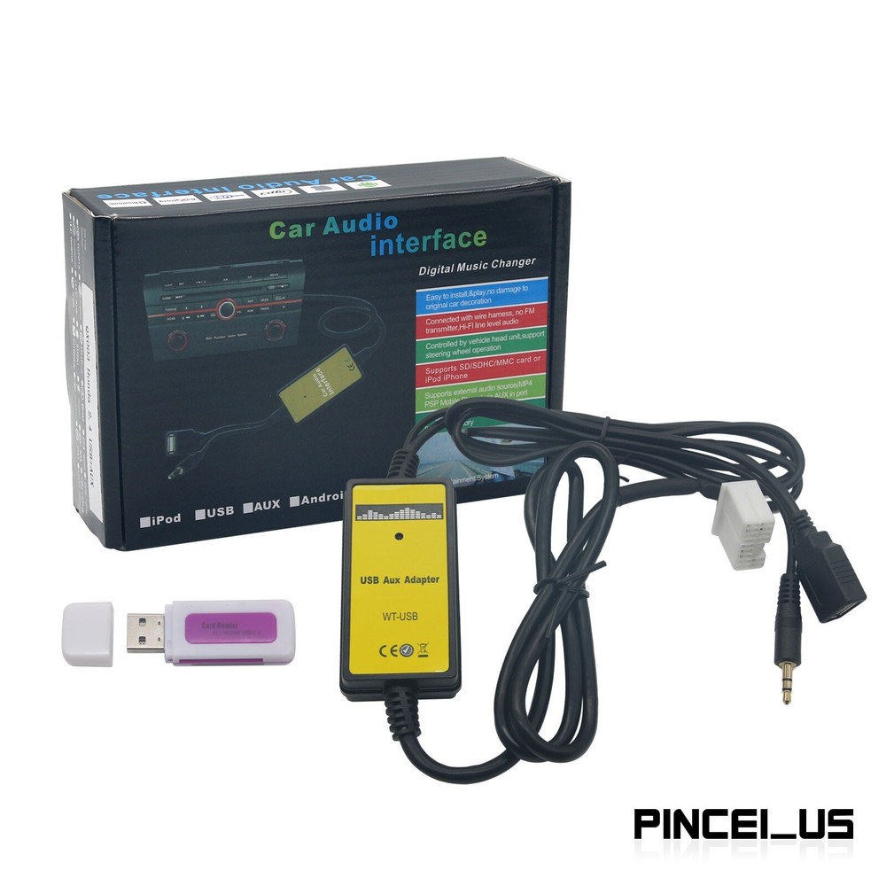 NEW AUX Input MP3 CD Interface Adapter Changer USB Cable + Reader pe66