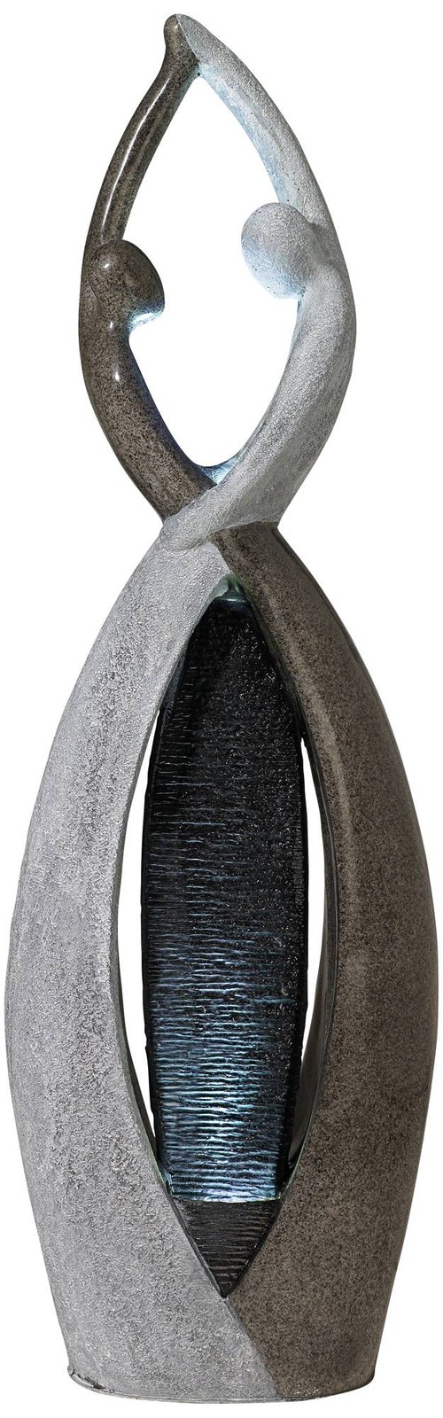 Modern Outdoor Floor Water Fountain with LED Light, 57-Inch