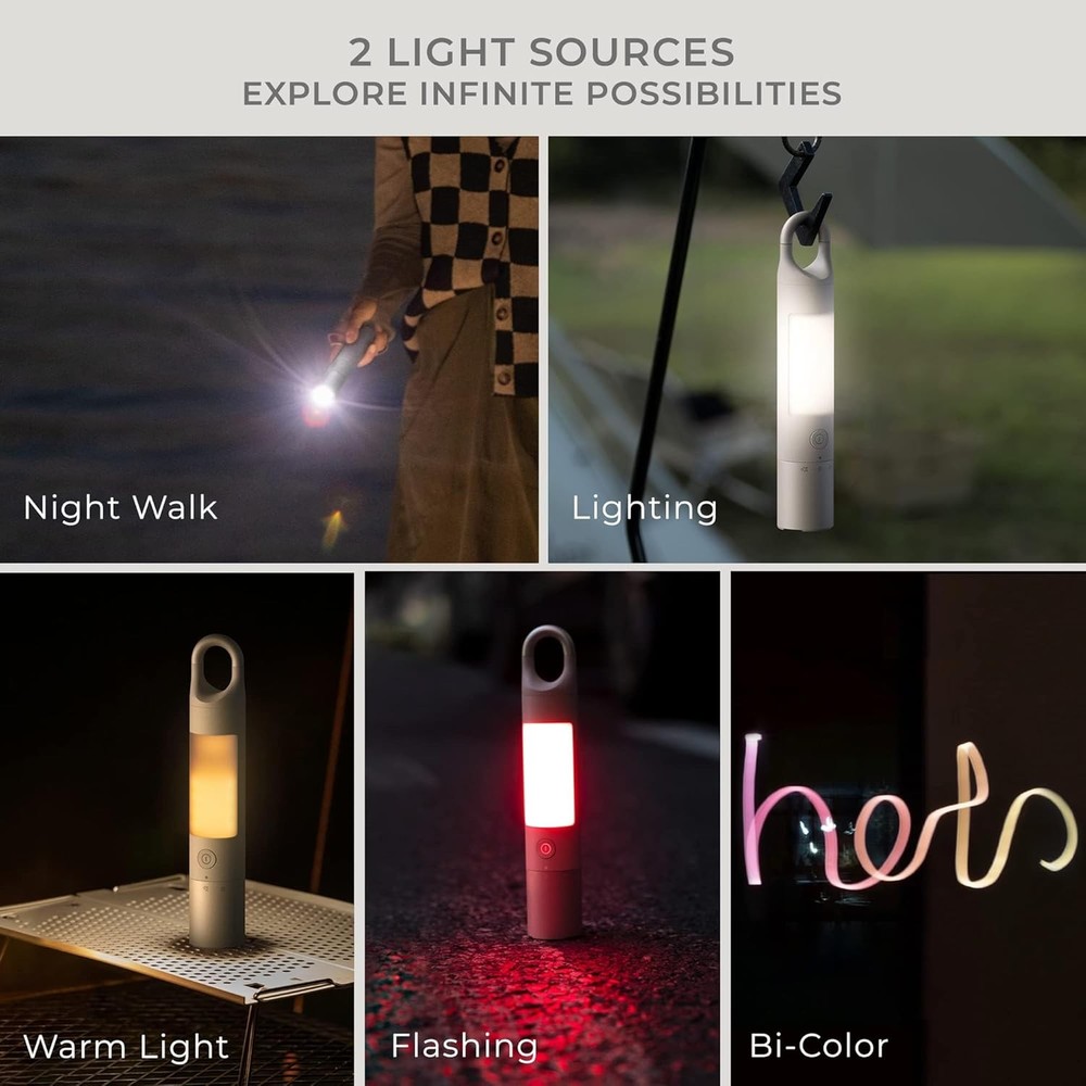 Flashlight Duo, USB-C Rechargeable, Dual Light Source, Colorful Ambient Light, I