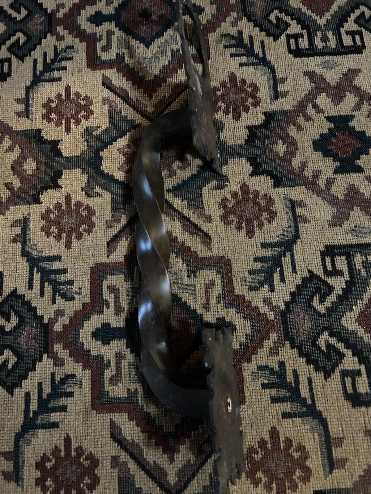 Antique Brass Door Pull With Hole For Knob